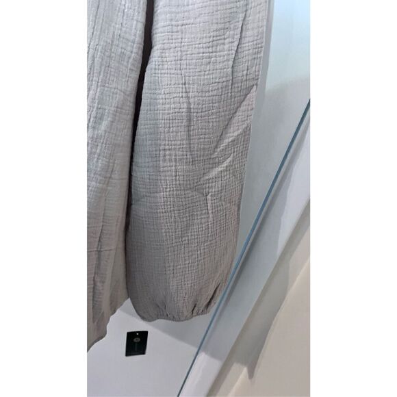 JM COLLECTION TAN GAUZE GOLD TRIM BOHO BLOUSE TOP WOMENS SZ PETITE L P1-284 - Picture 8 of 13